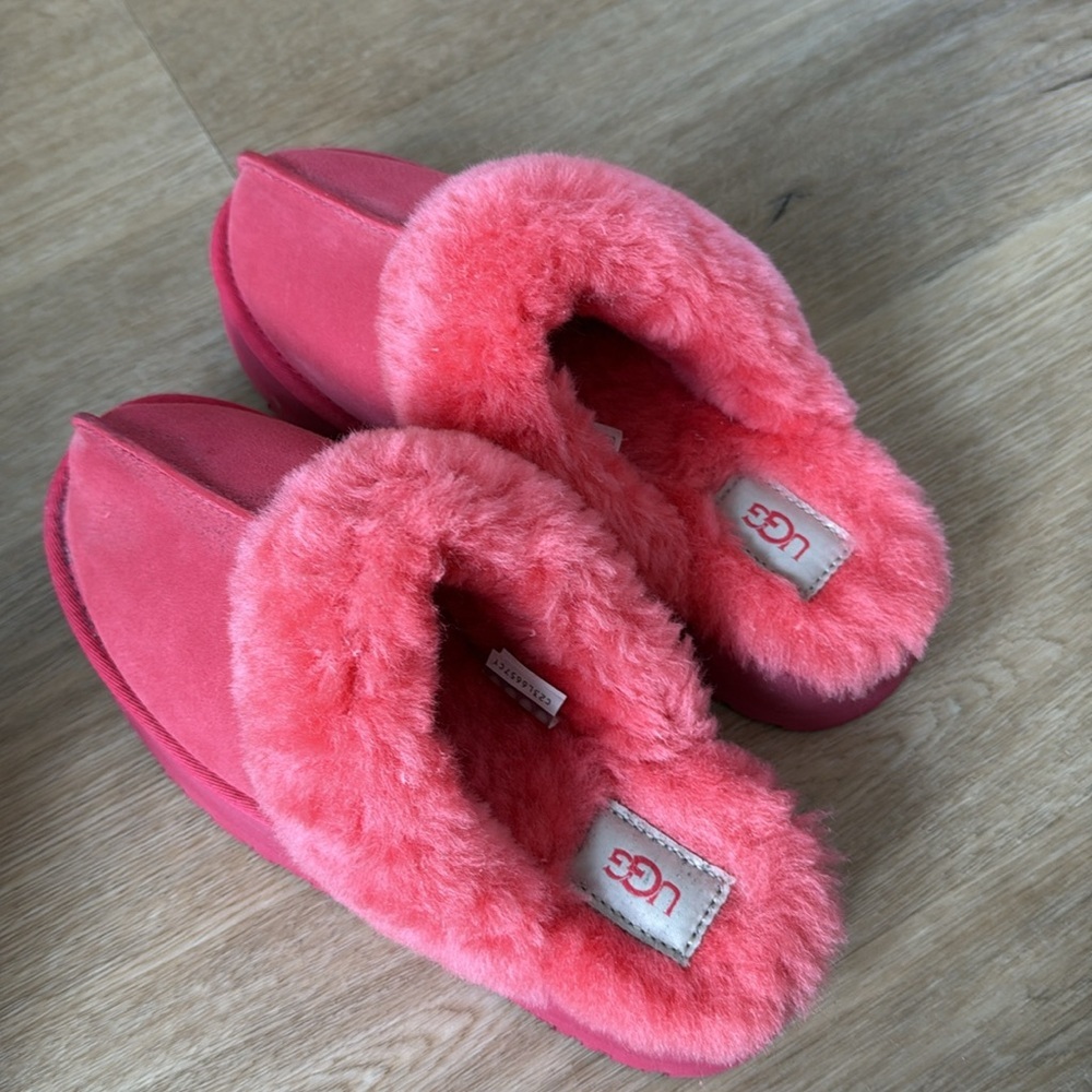 UGG Pink Cozy Shearling Slip-On Slippers